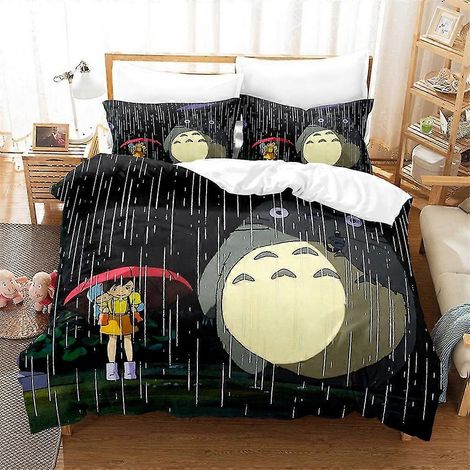 Nouvelle parure de lit 3D inspirée des animés japonais : housse de couette en microfibre douce et 2 taies d’oreiller disponibles en différentes tailles pour les fans. (1/4)