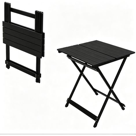 Tavolo da picnic pieghevole in alluminio nero 50,5 x 46,5 x 60 cm (1/5)