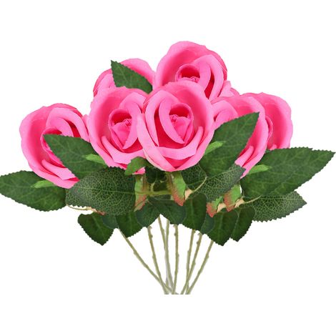 8pcs Rose artificielle, tissu haute qualité, réaliste, non toxique, décoration maison mariage fête (1/5)