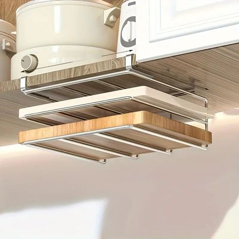 BOMCLAP Étagère de rangement double niveau pour placard, étagère suspendue sans installation, étagère suspendue pour cloison de cuisine (1/5)