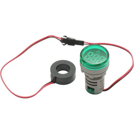 Indicatore digitale amperometro a LED verde 0-100A, 220V/380V Ø 22mm Breckner Germany (1/4)