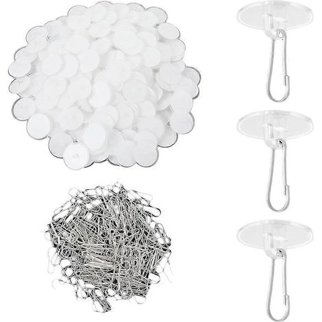 Lot de 200 crochets de plafond autocollants, ventouses rondes amovibles et transparentes, fixation murale sans perçage. (1/5)