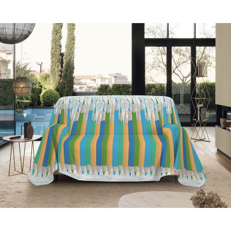 Telo Arredo Made in Italy in Cotone Grandfoulard Copritutto Copridivano Copriletto-Teli Sofà Arredatutto-Drappeggio-Arazzo-Copridivano Grand Foulard Letto Singolo - Matitone Verde (1/4)