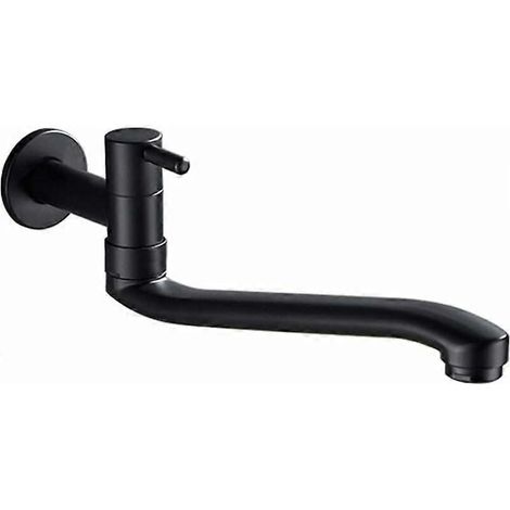 Robinet mural noir pour eau froide, lave-linge, balai, piscine, jardin, fixation murale, 31 cm (1/5)