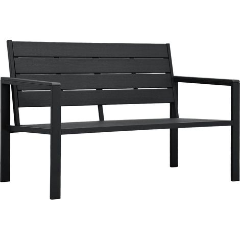 Gartenbank 120 cm HDPE Schwarz Holz-Optik