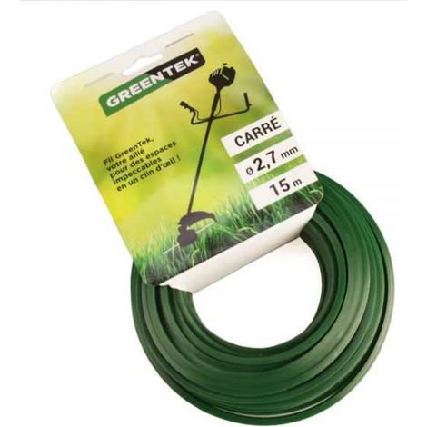 Fil débroussailleuse Greentek carré 2,7 mm x 15 m (1/4)