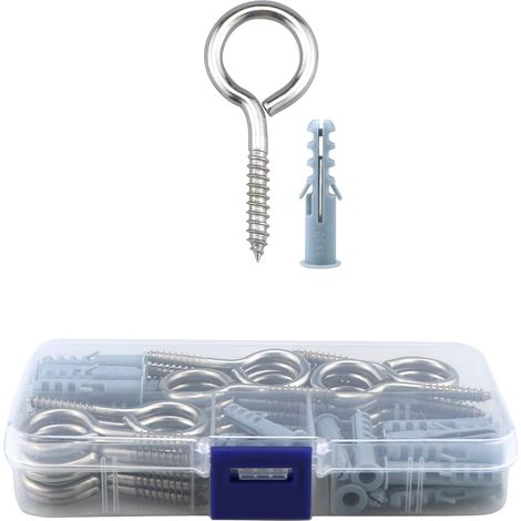 Lot de 30 vis à œillet en acier inoxydable 304 pour fixation du bois, jardin, intérieur et extérieur (M4/M5/M6) (M4 x 50) (1/5)