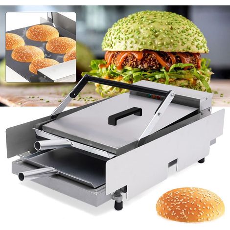 Hamburger Toaster Grill Bun Brötchenbäcker zum Aufbacken von Brötchen Hamburger Machine Double Robust 2000W Zeit- und Temperaturkontrolle 50-300°C Edelstahlgehäuse Hamburgerformer