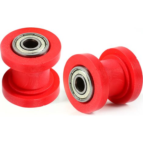 Tendeur de chaîne à galet de 10 mm, guide-roue pour mini-moto, quad et pit bike (rouge) (1/5)