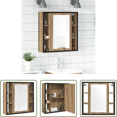 Badezimmer Spiegel - Bad-Spiegelschrank Artisan-Eiche 60x16x60cm Holzwerkstoff (1/5)