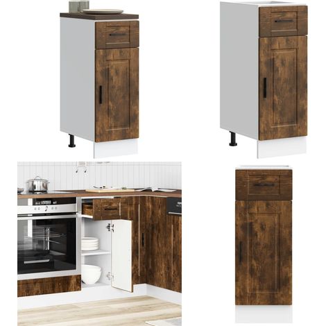 Mueble bajo de cocina porto roble ahumado madera reconstituida - Almacenamiento bajo cocina - Madera de ingeniería