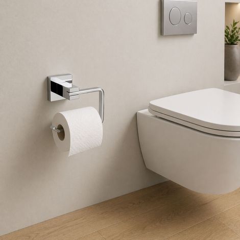 Porta rotolo linea calendula ottone cromato lucido a parete per bagno elegante finitura- cromo lucido - confezione 1 (1/5)