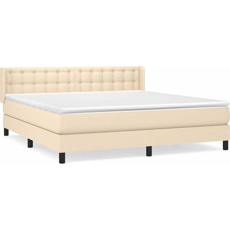 Maison Exclusive - Giroletto a Molle con Materasso Crema 180x200 cm in Tessuto (1/5)