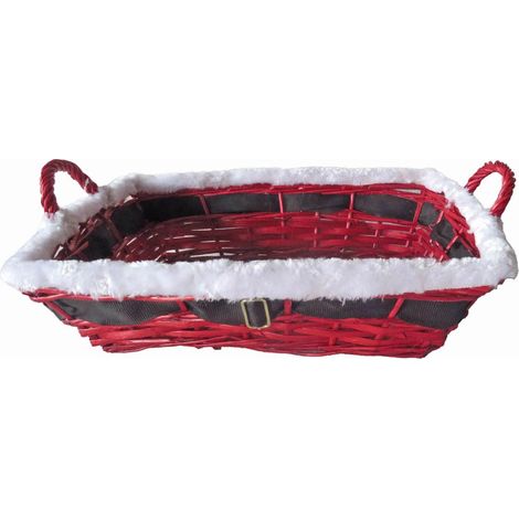 Cesto da confezionamento rettangolare in vimini rosso, 49/45x34x12 cm (kit da 3)