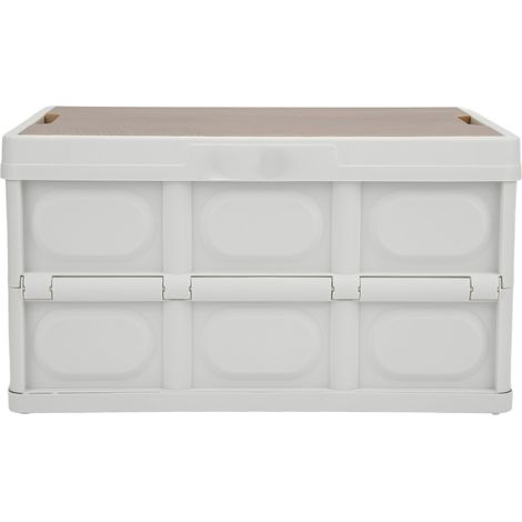 30L Boîte de Rangement Pliante Multifonctionnelle Extérieur Épaisse Amovible avec Panneau Bois Blanc (1/5)