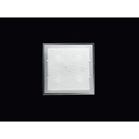 Plafonnier Carré En Verre Strié 50X50 Cm, Design Moderne Avec 4 Douilles E27 Pour Un Éclairage D'Intérieur À La Fois Élégant Et Diffus - Perenz