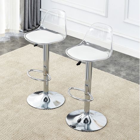 Tabouret de bar lot de 2 réglable 82-104 cm blanc OKMYHOME (1/5)
