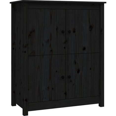 Buffet Meuble de rangement Noir 83x41,5x100 cm Bois massif de pin (1/5)