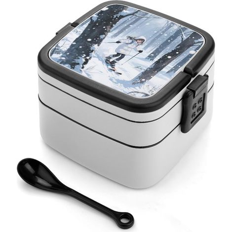 Boîte à bento empilable pour femmes, étanche, avec fermeture (1/5)