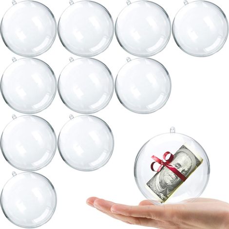 Acrylic hollow ball, Clear Plastic Fillable Ornaments Ball, DIY Clear Plastic Balls for New Years Present,Xmas Tree,Home Decoration,Wedding,Party (10cm/3.94inch,10PCS) (1/5)