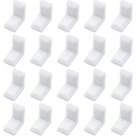 Lot de 40 équerres d'angle en forme de L avec couvercle en plastique blanc pour armoire, étagère (1/5)