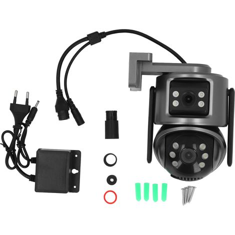 Caméra de sécurité extérieure 3MP x 2 avec vision nocturne infrarouge et fonction audio pour la surveillance de votre domicile (prise UE). (1/5)