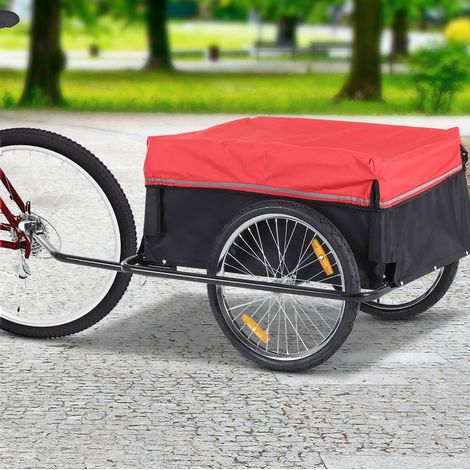 Remolque de carga para bicicleta 140x88x60 cm de acero y Oxford negro y rojo plegable - MEUBLIV (1/5)