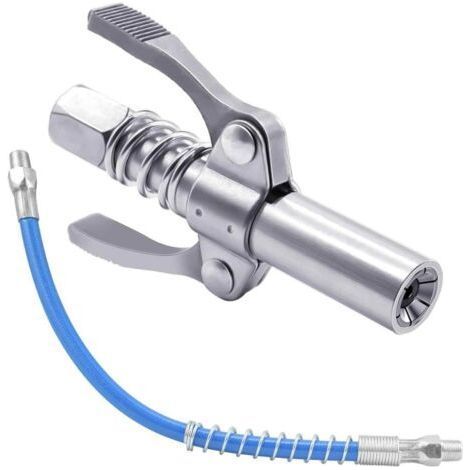 Buse pour pistolet à graisse, raccord pour pistolet à graisse avec tuyau de 30 cm, raccord G à double poignée pour pistolet à graisse, raccord pour pistolet à graisse à mâchoire verrouillable (1/5)