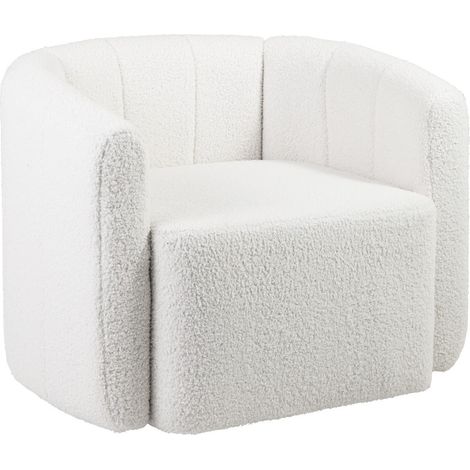 Sedia a botte girevole 83 x 70 x 65 cm comfort di seduta ergonomico design moderno in sherpa bianco 200011267
