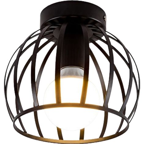 Plafonnier Cage - Métal Noir - E27 - 20x17 cm - Pour Salon Salle À Manger Cuisine Chambre - 1 Pièce