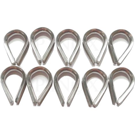 Cosses Cœur Inox 316 - Lot de 10 - Acier Marin - Renfort Boucle Câble - Gréement Bateau Jardin - Diamètre 4 mm