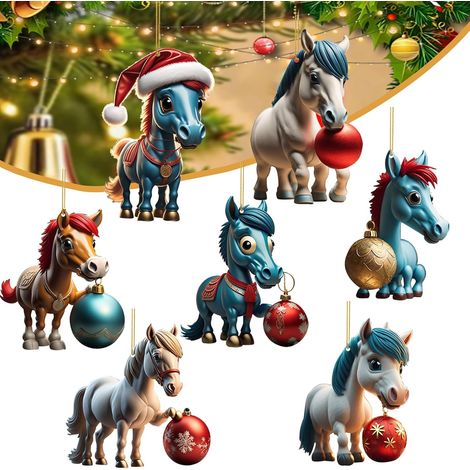 Weihnachtsbaum Pferde Anhänger, 2D Acryl, 7 Stück – für festliche Weihnachtsstimmung zu Hause (1/5)