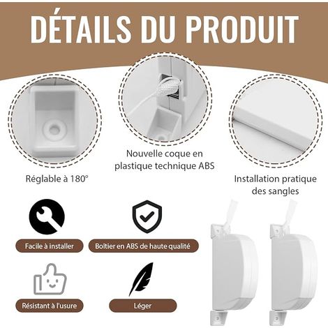 Roller Shutter Roller Shutter with Strap, White Roller Shutter Strap 14mm x 5m with 2 Guides and 8 Screws, Square (1/4)