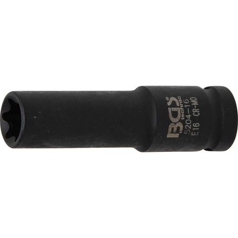 Douille à Choc Longue Profil E 12,5 mm (1/2) E16 Résistante et Précise, Acier - D-Work (1/5)