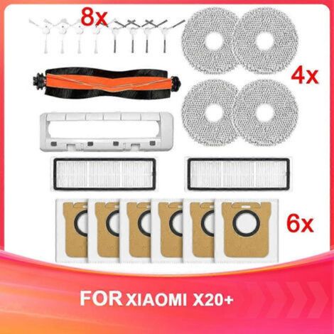 Accessoire pour aspirateur robot Xiaomi X20+ : brosse principale latérale, filtre HEPA, lingette de nettoyage, sac à poussière (pièces de rechange). (1/5)