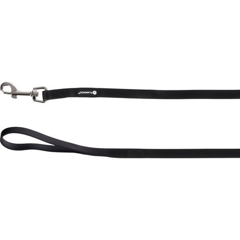 Laisse Chien - Noir (traque/entraînement) – 1000cm L x 1,3cm l x 0,2cm H – biothane Hydrofuge – poignée – Mousqueton chromé – 10m 13mm
