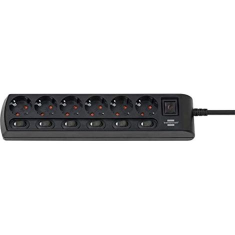 Brennenstuhl 1153110116 Multipresa con interruttore 6 scomparti Nero Schuko 1 pz. (1/5)