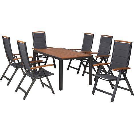 Tino Set 7tlg Alu/Textil Tisch 150 x 90 cm