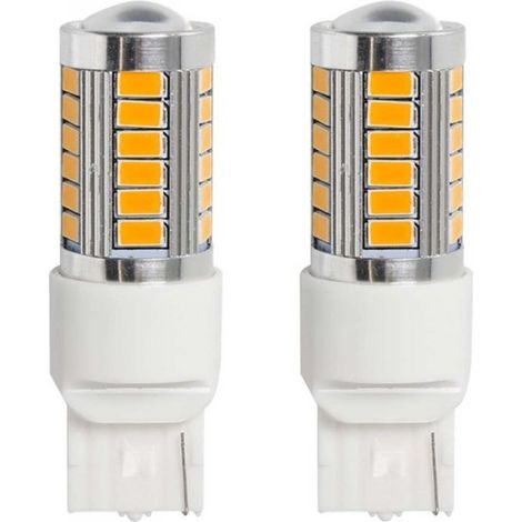 2 Pezzi Lampade LED T20 7440 W21W W21YW 33 SMD 5730 12V 24V 280lm 3W Ambra Auto Camion 61mm