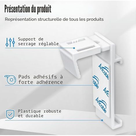 Clamping Brackets for Roller Blind, Clamping Brackets, Roller Blind, Double Roller Blind, Spare Parts Accessories Set of 4 Pieces, Clamping Brackets for PVC Wooden Windows Door Sash (1/4)
