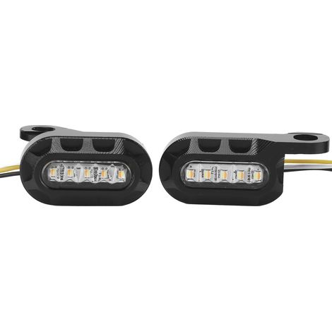 Clignotant Moto Feu Indicateur De Direction Jaune Universel 12V Étanche Noir + Blanc (1/5)