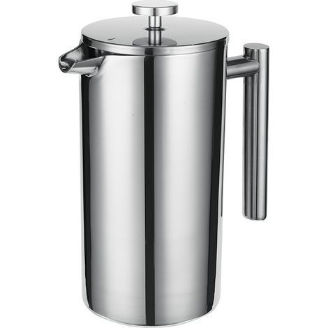 Cafetière à Piston en Acier Inoxydable à Double Paroi Isolante 1 litre (5 tasses) French Press isotherme Presse française incl. filtres de rechange (1/5)