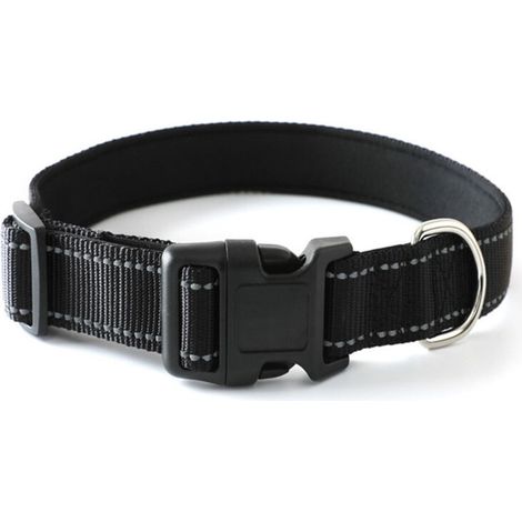 Lot de 2 colliers réfléchissants en nylon pour chiens de grande taille – Noir – Taille M (1/5)