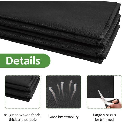 Irovami Toile de fond pour bac de culture , Tissu non-tissé noir 160×208 cm – Respirant, drainant, pour potager fleurs extérieur/intérieur (1/5)
