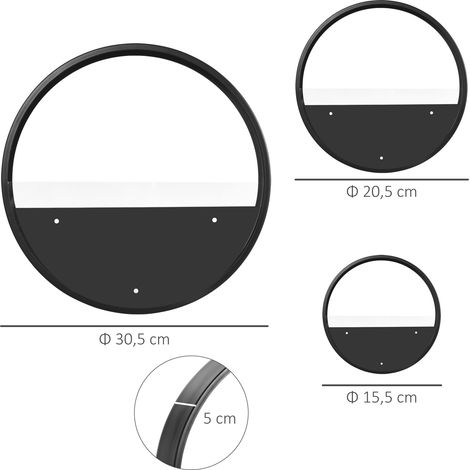 Lot de 3 pots suspendus muraux pour succulentes et cactus, jardinière en métal noir, parfait pour décoration intérieure et extérieure. (1/5)