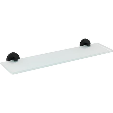 WENKO Glas Wandablage Bosio Black Edelstahl matt, rostfrei, Schwarz, Edelstahl rostfrei matt , Glas satiniert