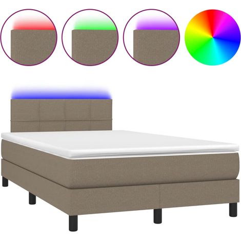 Maison Exclusive - Sommier à lattes de lit matelas et LED taupe 120x190 cm tissu (1/5)