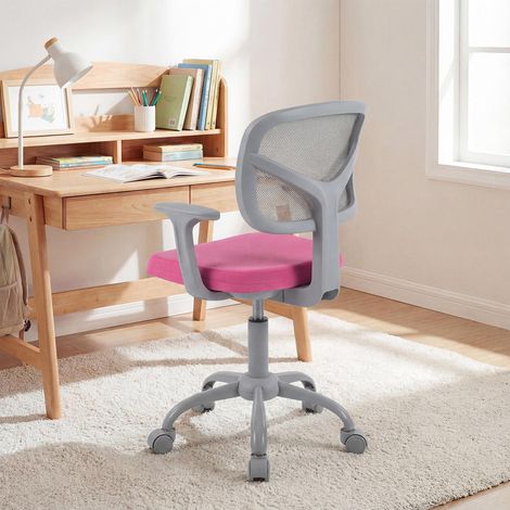 Montage Facile Chaise de Bureau Enfant Hauteur Réglable 80-92 cm Dossier Ergonomique Pivotante Rose (1/5)