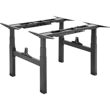 Double pied de bureau motorisé assis-debout, Hauteur 62- 128 cm, Noir (1/3)