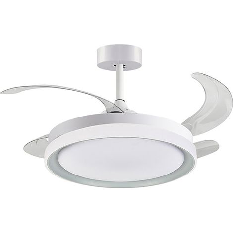 Ventilatore dc kigali mini bianco/argento, 4 pale retrattili, 48w led 300040006000k h.35xd.91/40cm